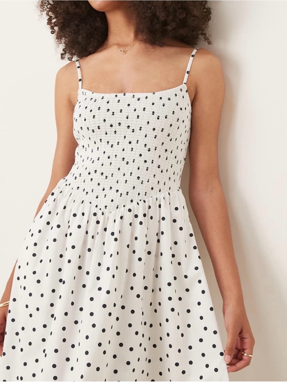 NWT Abercrombie & Fitch Sydney Smocked Dipped Waist Midi Dress - Picture 3 of 8